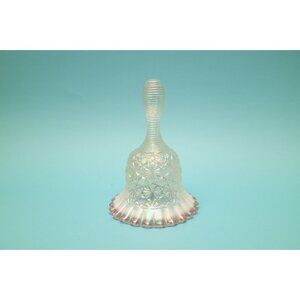 Vintage Fenton Opalescent Glass Daisy Button Pink Dust Rose Crest Iridized Bell